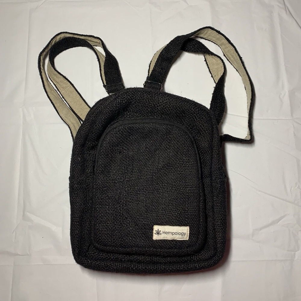Hempology Mini Small Hemp Backpack Travel Bag Charcoal Black Happy Hempy Nepal